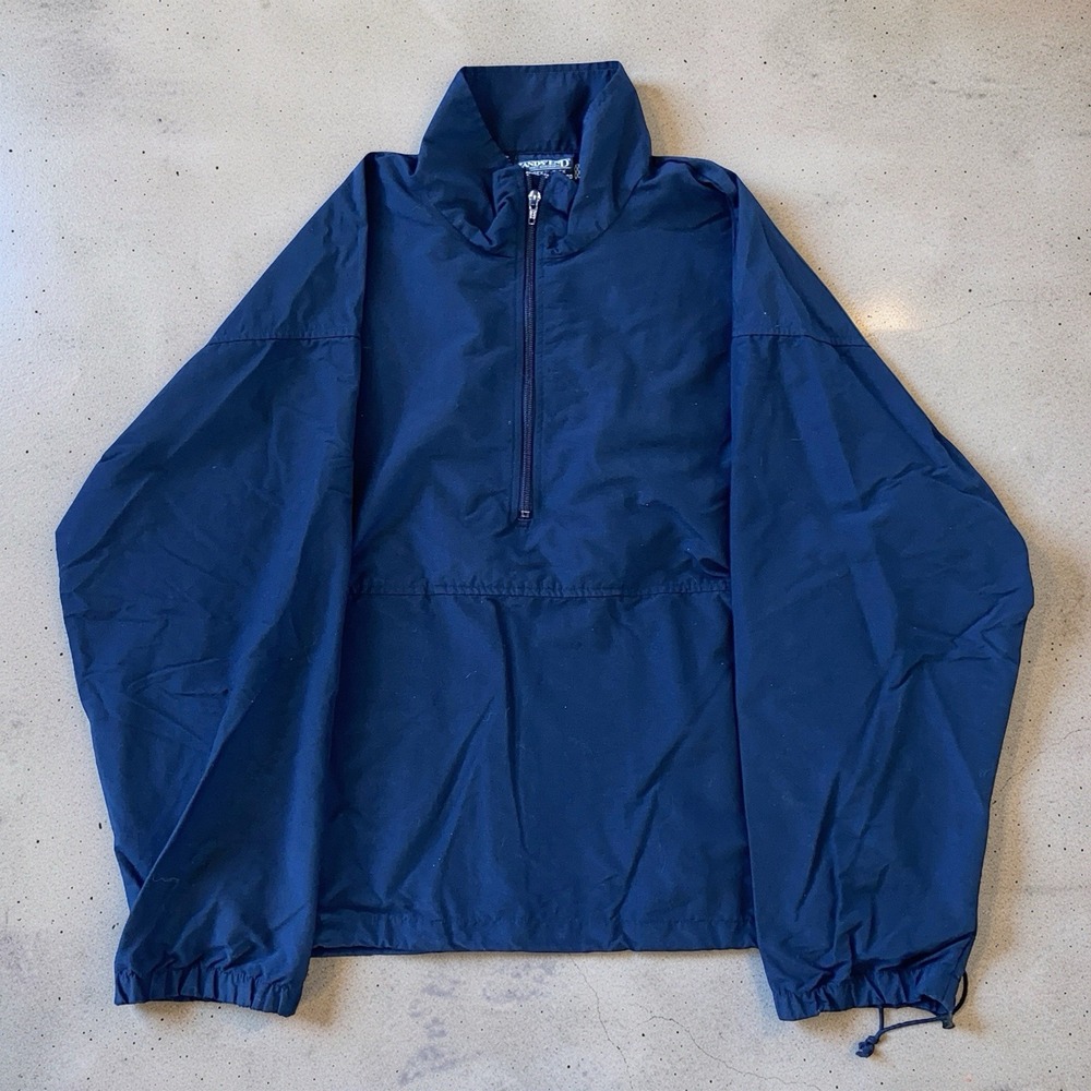 Vintage 90s Lands End Windbreaker Anorak Half Zip Blue Taiwan Made Mens Size M
